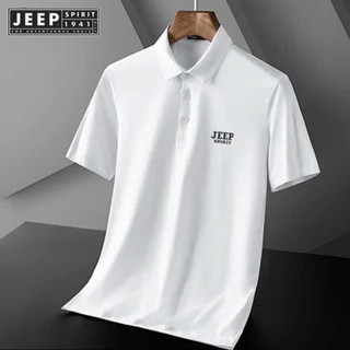 JEEP SPIRIT 1941 ESTD เสื้อยืดแขนสั้น ผ้าไหม สามชิ้น แฟชั่นฤดูร้อน สําหรับผู้ชาย