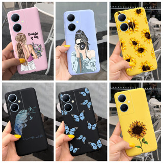 เคสโทรศัพท์มือถือ ซิลิโคนนุ่ม ลายดอกทานตะวัน เด็กผู้หญิงสวย สําหรับ Vivo Y78 Global Y78+ (Y78 Plus) 5G V2271A 2023