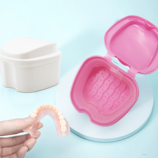 กล่องเก็บฟันปลอม มี 5 สี สีขาว ชมพู ฟ้า น้ําเงินเข้ม ม่วง Denture Bath Box