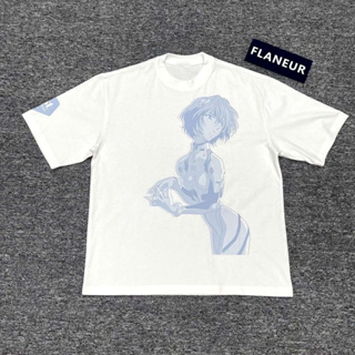 เสื้อยืดแขนสั้น EVA พิมพ์ลาย Fla Neon Genesis Evangelion Ling Polly ทรงหลวม สองมิติ แฟชั่นฤดูร้อน สําหรับผู้ชาย และผู้หญิง