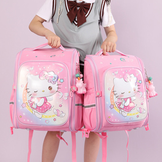 กระเป๋าเป้นักเรียนประถม Hello Kitty พร้อมกระเป๋าเป้สะพายหลัง ความจุขนาดใหญ่ เครื่องเขียนเด็ก คุณภาพสูง ลดภาระ เดินทาง