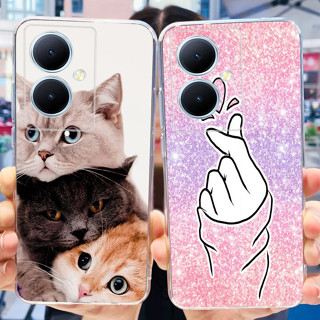 เคสโทรศัพท์ซิลิโคน TPU แบบนิ่ม ลายแมวหัวใจ สําหรับ Vivo Y78 Global 2023 Y78+ Y 78 Plus 5G V2271A