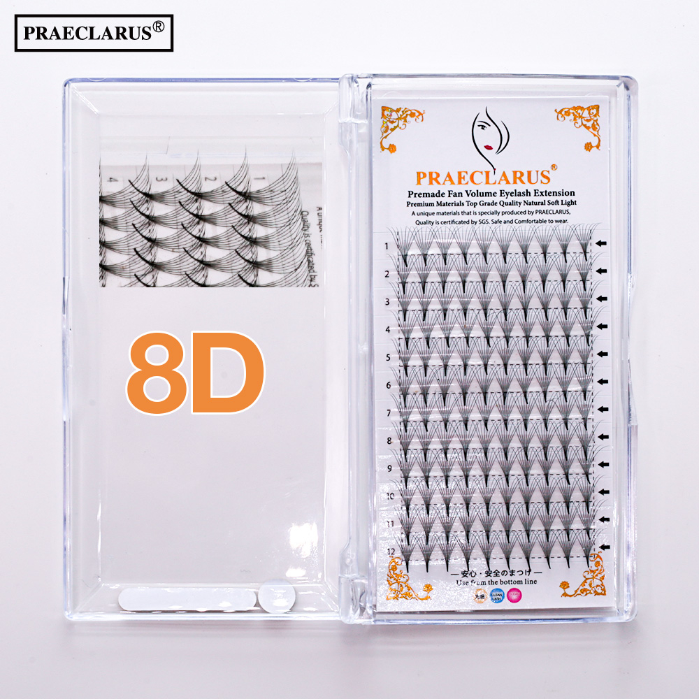 PRAECLARUS Premade Volume Fan 8D Eyelash Extension พัดต่อขนตา 8D แฮนด์เมด หนา 0.07 มม.