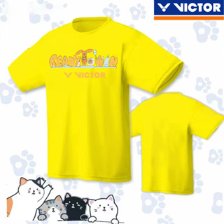 Victor 2023 ใหม่ เสื้อแบดมินตัน แขนสั้น พิมพ์ลาย สไตล์เกาหลี แห้งเร็ว สําหรับผู้ชาย และผู้หญิง