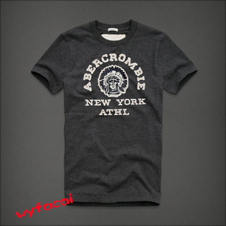 เสื้อยืดแขนสั้น ผ้าฝ้าย ปักลาย Abercrombie &amp; Fitch