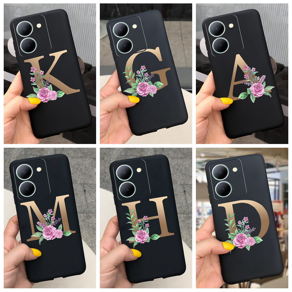 เคสโทรศัพท์มือถือ แบบนิ่ม พิมพ์ลายตัวอักษร และดอกไม้ สําหรับ Vivo Y36 Y78 5G Y36 V2247 Y78 Plus Y 36