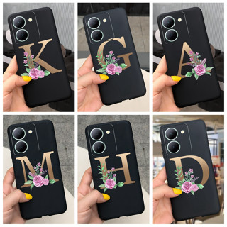 เคสโทรศัพท์มือถือ แบบนิ่ม พิมพ์ลายตัวอักษร และดอกไม้ สําหรับ Vivo Y36 Y78 5G Y36 V2247 Y78 Plus Y 36 Y 78 Y78+ Y78Plus