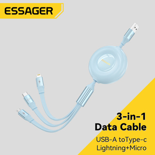 Essager 3A/6A Type C Micro IP 3 In 1 สายชาร์จ Fasr สําหรับ Hua wei IP Usb C สายเคเบิลยืดไสลด์