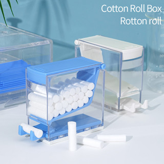 กล่องม้วนผ้าฝ้าย สีขาว สีฟ้า 1 กล่อง และม้วนผ้าฝ้าย 500 ชิ้น  Cotton Roll Box + 500PCS Rotton Roll