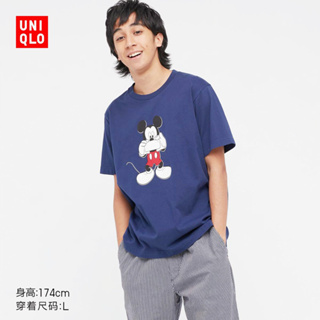 Uniqlo เสื้อยืดแขนสั้น พิมพ์ลายมิกกี้เมาส์ สําหรับผู้ชายและผู้หญิง 439632