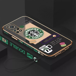 เคสโทรศัพท์มือถือ ลายการ์ตูน Starbucks พร้อมสายคล้อง สําหรับ Xiaomi 9T Xiaomi 9T PRO Xiaomi 10T Xiaomi 10T PRO