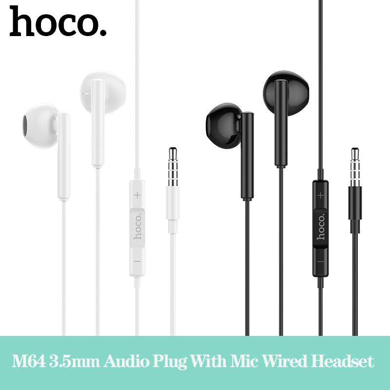 Hoco M64 หูฟัง Aux3.5mm ไมค์สนทนาพร้อมปุ่มเพิ่มลดเสียง หูฟังแบบมีสาย 3.5 มม.ไดนามิก 16 โอห์ม Earphon