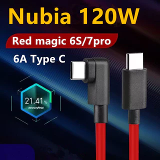เหมาะสําหรับ Nubia 120W สําหรับ Red Magic 7pro/6S/5S/3S Red Magic โทรศัพท์มือถือ 6A Fast สายชาร์จ TypeC เกมข้อศอก