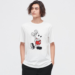 Uniqlo เสื้อยืดแขนสั้น พิมพ์ลาย Mickey Booth สําหรับผู้ชายและผู้หญิง 447172