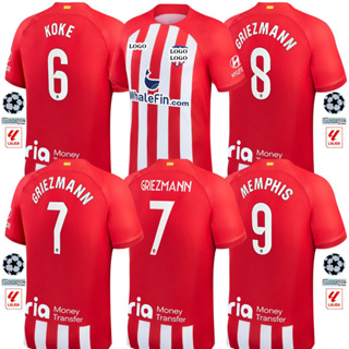 เสื้อกีฬาแขนสั้น ลายทีมชาติฟุตบอล Atletico Madrid 2023-2024 ไซซ์ S-4XL 23/24