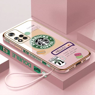 เคสโทรศัพท์มือถือ ลายการ์ตูน Starbucks พร้อมสายคล้อง สําหรับ Xiaomi A1 4G 2022 Xiaomi A1 5X Xiaomi 6X A2 Xiaomi POCO F3 Xiaomi POCO F3 GT