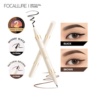 Focallure #Ambergold อายไลเนอร์แบบน้ํา สองหัว กันน้ํา แห้งเร็ว ติดทนนาน 2 เฉด สีดํา น้ําตาล IN 1 2-IN-1