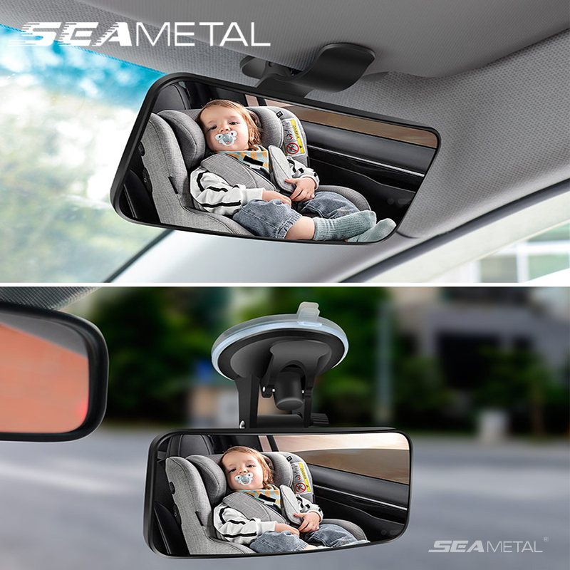 Seametal 360° กระจกมองหลัง แบบปุ่มดูดสุญญากาศ ปรับระดับได้ สําหรับติดเบาะรถยนต์