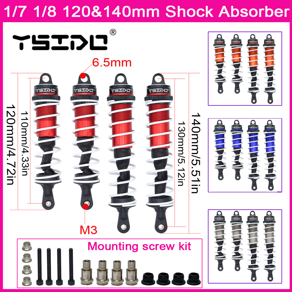 YSIDO 120 มม.ด้านหน้า 140 มม.โช้คอัพหลัง Damper Suspension สําหรับ 1/8 1/7 JLB HSP EM Racing DHK HPI Redcat LRP ZD Racing Hongnor