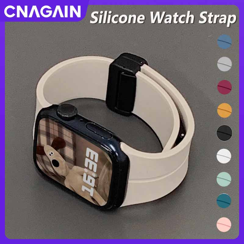 Cnagain สายนาฬิกาข้อมือซิลิโคน พร้อมหัวเข็มขัดแม่เหล็ก สําหรับ Apple watch 49 มม. 45 มม. 44 มม. 40 มม. 41 มม. 42 มม. 38 มม. iWatch Ultra Series 8 7 6 5 4 3 2 1