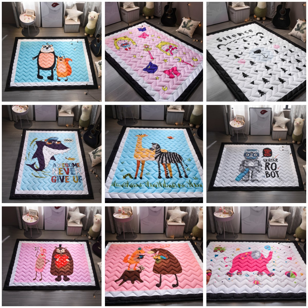 【Baby & Toys】พรมปูพื้น ผ้าฝ้าย หนา 1.5 ซม. ลายการ์ตูน สําหรับเด็ก
