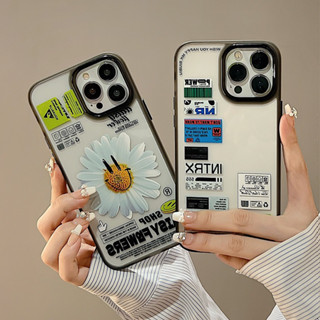 เคสป้องกันโทรศัพท์มือถือ ลายดอกเบญจมาศ และฉลาก กันกระแทก สําหรับ iPhone 14promax 14 13 13promax 12promax 11