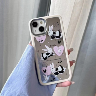 เคสโทรศัพท์มือถือกระจก ลายกระต่าย สําหรับ iPhone 11 12 12pro 12promax 13 13pro 14 14pro 14promax