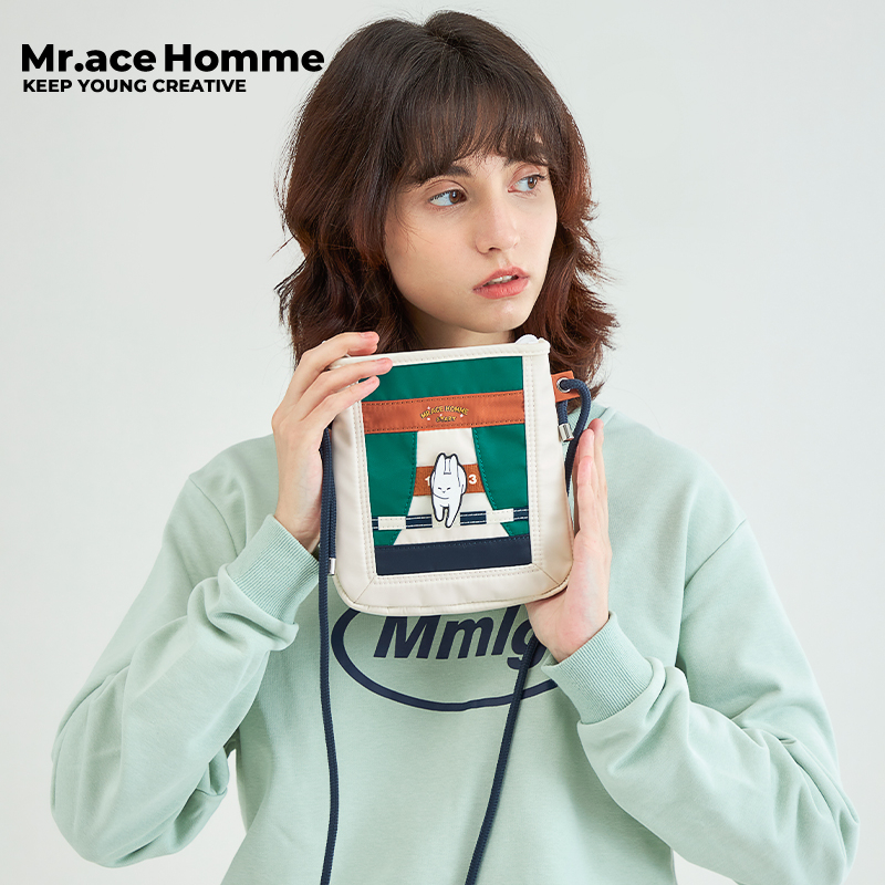 Mr.ace Homme Rabbit Series กระเป๋าสะพายไหล่ อเนกประสงค์ สีตัดกัน