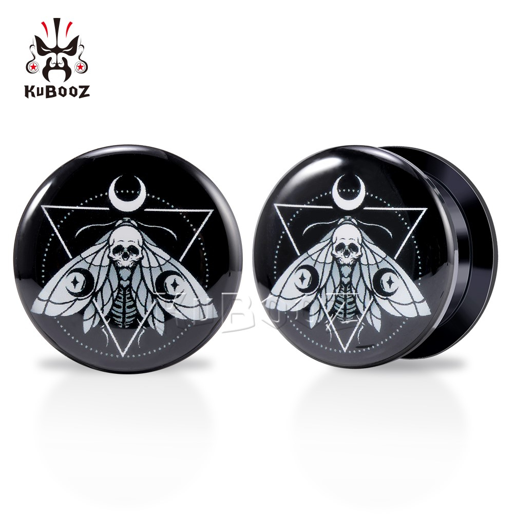 Kubooz 2 ชิ้น จิวระเบิดหู โครงกระดูก มอด สามเหลี่ยม ต่างหู เกจ ปลั๊กอุโมงค์ อะคริลิค เจาะ ยืด เครื่องประดับร่างกาย ขยาย