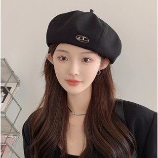 หมวกเบเร่ต์ ผ้าฝ้าย พิมพ์ลายตัวอักษร D ระบายอากาศ สามารถปรับได้ แฟชั่นสําหรับผู้หญิง