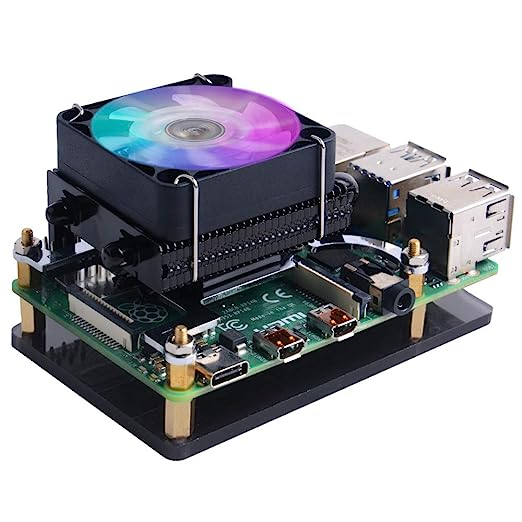 พัดลมระบายความร้อน CPU 52Pi Raspberry Pi 4 Raspberry Pi Low-Profile พร้อมพัดลมระบายความร้อน RGB และฮ
