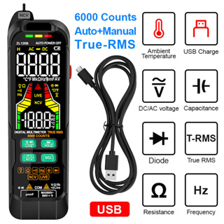 QHTITEC มัลติมิเตอร์ดิจิทัล 9999 เคาท์ T-RMS AC DC ตรวจจับแรงดันไฟฟ้าอัตโนมัติ