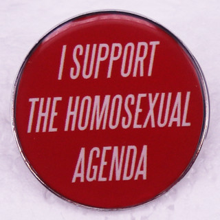 เข็มกลัดโลหะ รูป i support the homosexual agenda Enamel Pin เครื่องประดับ