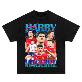 เสื้อยืดแฟชั่น เสื้อยืดคอกลมเสื้อยืด พิมพ์ลาย OVERSIZE BOOTLEG HARRY MAGUIRE สีดํา สีแดง ปีศาจ (S-5XL)