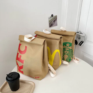 Starbucks กระเป๋าเป้สะพายหลัง กระเป๋านักเรียน ผ้าแคนวาส ความจุขนาดใหญ่ สําหรับผู้ชาย และผู้หญิง