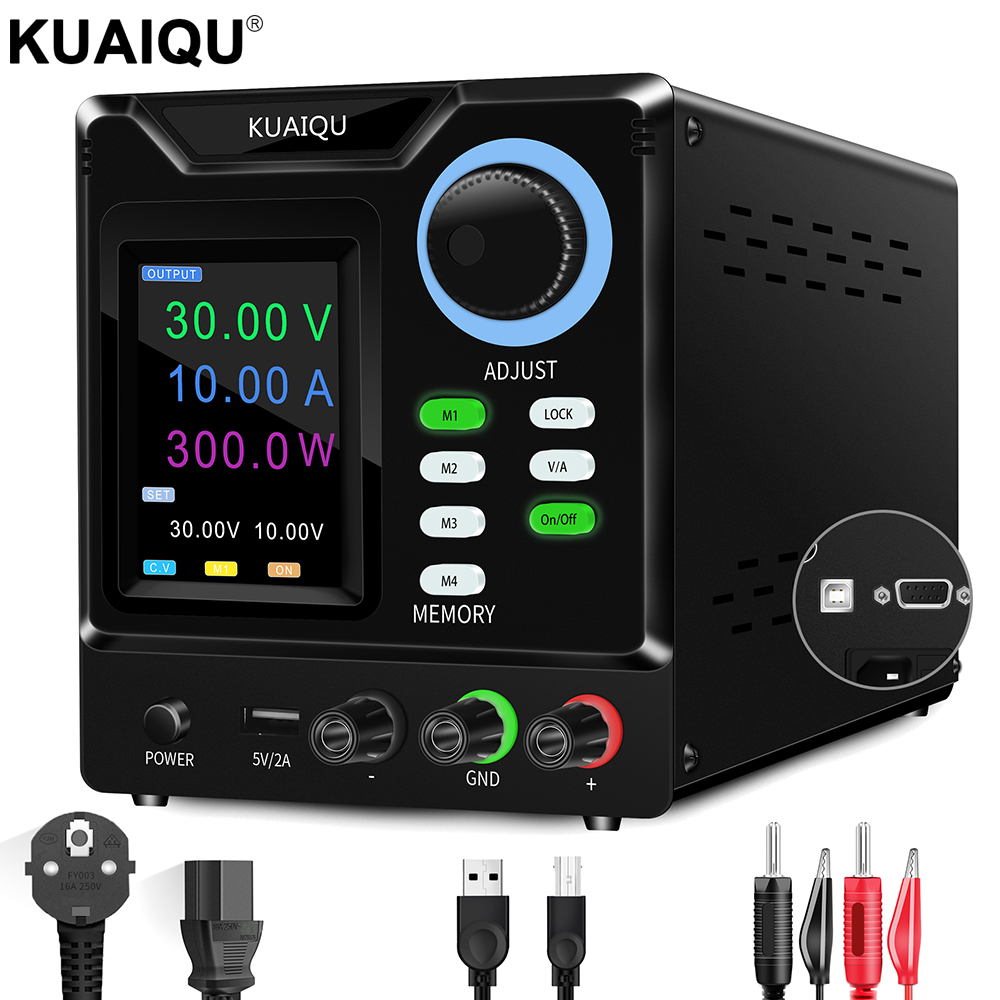 【RS-232 ซอฟต์แวร์พีซี】KUAIQU DC Power Supply 30V Ajustable พาวเวอร์ซัพพลาย DC ตั้งโปรแกรมได้ ปรับได้ 30V 10A 5A 60V 120V 3A สวิตช์ควบคุมแรงดันไฟฟ้า DC สําหรับข้อมูลเอาท์พุต 4 ชุด