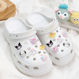 จี้คริสตัลใส รูปรองเท้า Sanrio Kuromi Melody jibz Cinnamoroll สําหรับตกแต่งรองเท้าผู้หญิง 6 ชิ้น ต่อชุด