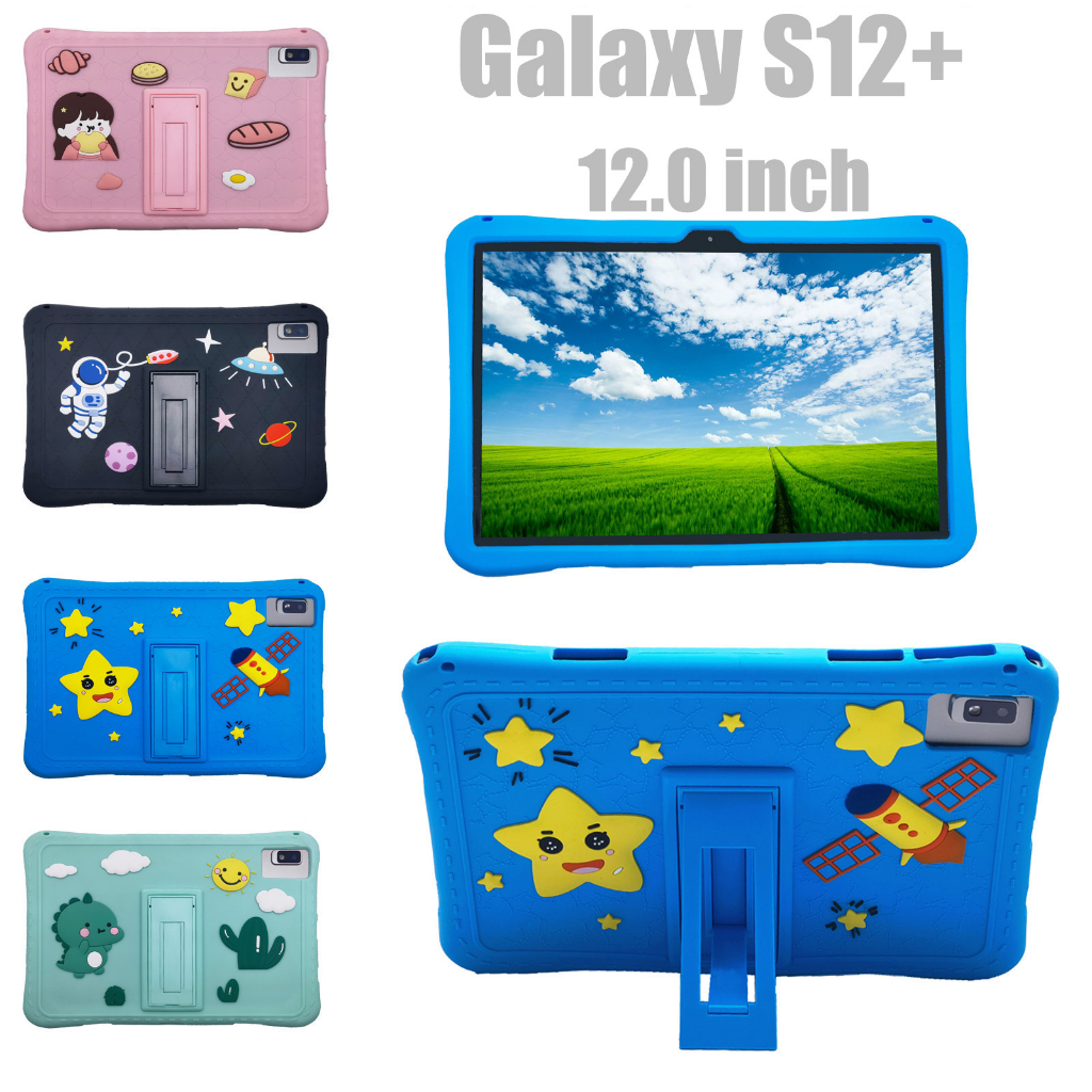Samsung Galaxy S12+ S12 Plus 12.0 inch Case Cartoon Shockproof Soft Silicone Protective Sleeve Stand Cover