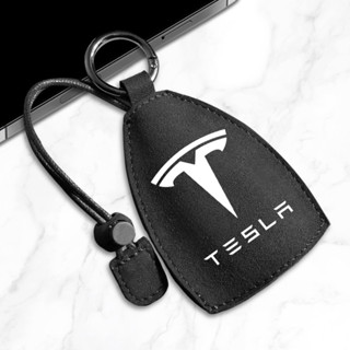 กระเป๋าใส่กุญแจรถยนต์ หนังนิ่ม ลายโลโก้ สีดํา ระดับไฮเอนด์ สําหรับ Tesla Model 3 Model X Model S Model Y 1 ชิ้น