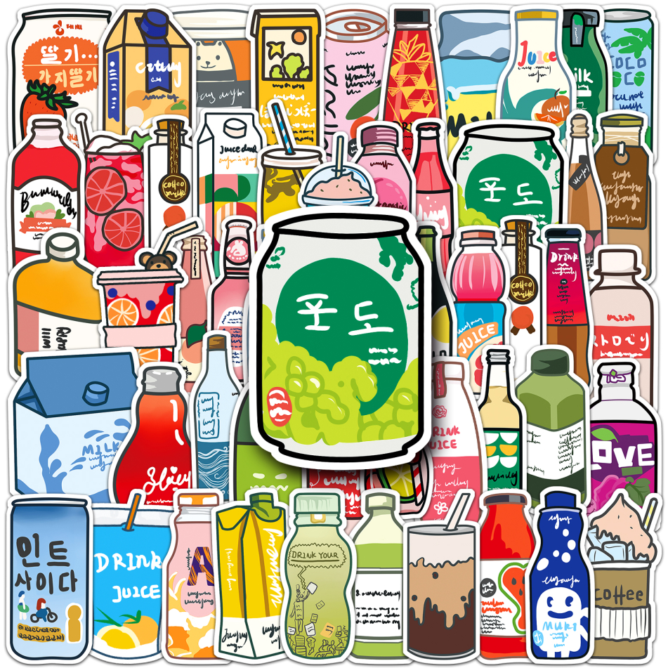 อิน สไตล์สร้างสรรค์50ชิ้นน่ารักถ้วยขวดกล่องนมสติกเกอร์เดิม ❉ เคสโทรศัพท์สติ๊กเกอร์แล็ปท็อปกีต้าร์ถ้วยน้ํา DIY Decals Doodle Sticker
