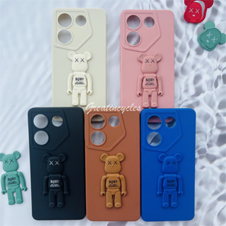 Tecno Camon 20 Pro 5G CK8N เคสโทรศัพท์ซิลิโคน TPU แบบนิ่ม สีลูกกวาด ป้องกันเลนส์กล้อง พร้อมขาตั้งโทรศัพท์มือถือ ลายหมีโหดร้าย