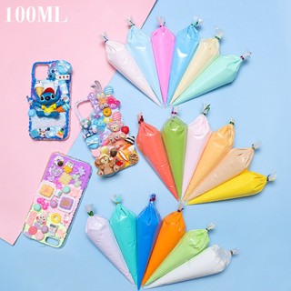 【MEET】{ส่งดอกไม้ปาก} ครีมกาวเคสโทรศัพท์ 31 สีสารป้องกันการแข็งตัว 100g ทำด้วย วิปครีมปลอม กาว แบบครีมจําลอง DIY ครีมจำลองการแข็งตัว