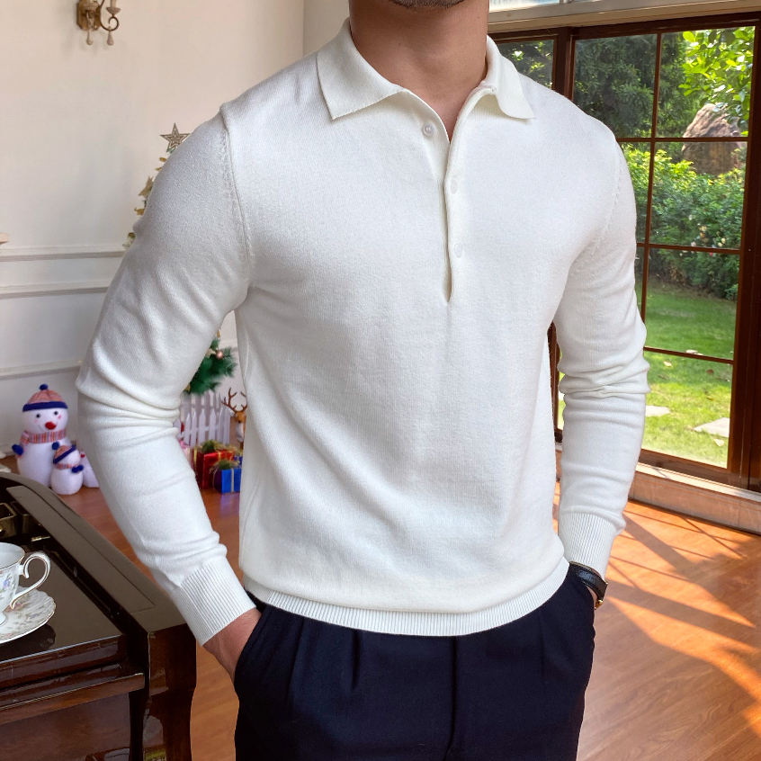Meason cool Polo™ แขนยาว เสื้อโปโลยับยั้งกลิ่นเหงื่อ ผ้าถักยืดหยุ่น 3สี[ความเรียบง่าย เสื้อโปโล]A312