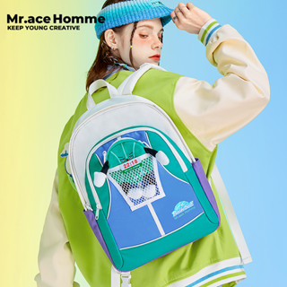 Mr.ace Homme กระเป๋าเป้สะพายหลัง กระเป๋านักเรียน ความจุสูง สไตล์อเมริกันเรโทร สําหรับผู้หญิง