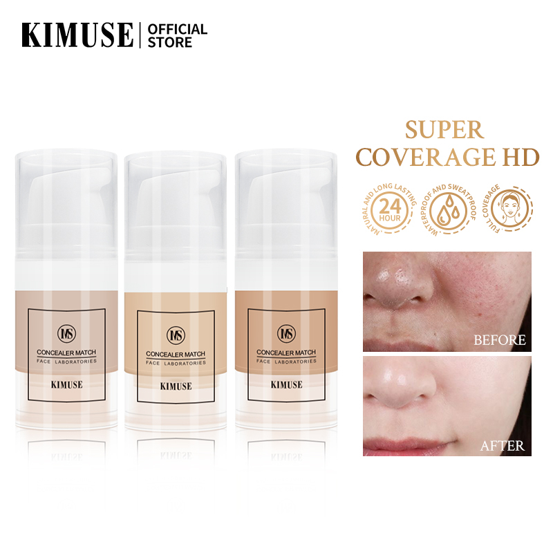 Kimuse คอนซีลเลอร์ชนิดน้ำ ฟูล คัฟเวอร์ ปกปิดรูขุมขนและความไม่สมบูรณ์ คอนซีลเลอร์เคลือบกันน้ำติดทนนาน คอนซีลเลอร์