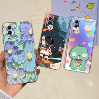 เคสโทรศัพท์มือถือ TPU ป้องกัน พิมพ์ลายอวกาศ คนอวกาศ ดอกไม้ สําหรับ Vivo Y72 5G Y52 5G Y53s 5G V2053 V2041