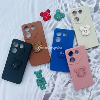 Tecno Camon 20 Pro 5G CK8N เคส ลูกกวาด สี ซิลิโคนเหลว นิ่ม TPU ป้องกันการหล่น ฝาครอบป้องกันกล้อง พร้อมแหวนขาตั้งโทรศัพท์ หมีโหดร้าย