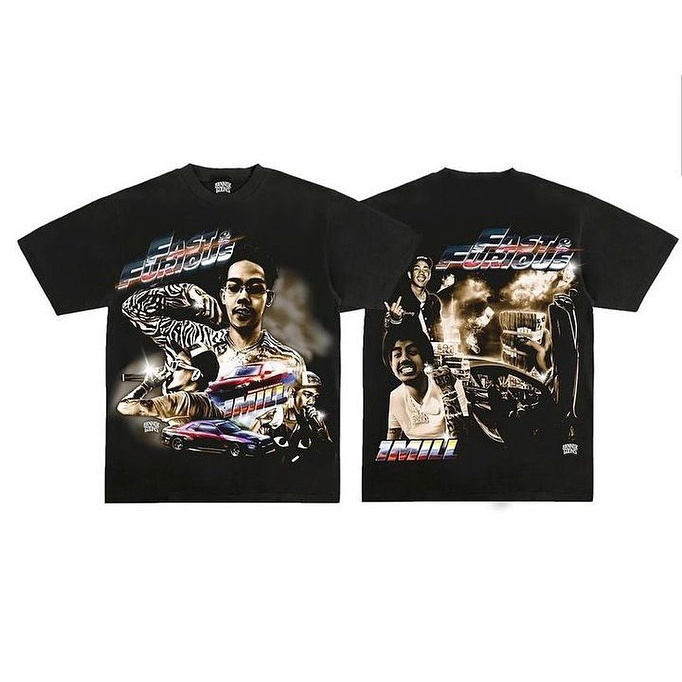 เสื้อยืดผ้าฝ้าย 1MILL Fast & Furious เสื้อยืดคอตตอนฮิปป๊อป S-5XL