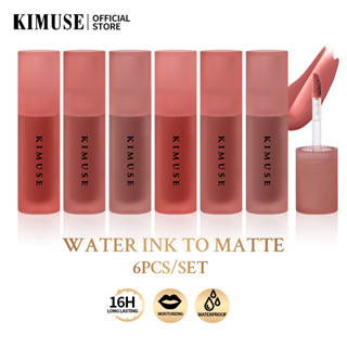 Kimuse ลิปทินท์ เจลน้ํา 6 สี ชุดเม็ดสีสูง ชุ่มชื้น ติดทนนาน ลิปกลอส คราบ น้ําหนักเบา ลิควิด ลิปสติก แต่งหน้า