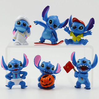 ฟิกเกอร์การ์ตูนอนิเมะ Lilo &amp; Stitch ขนาดเล็ก 7 ซม. 6 ชิ้น ต่อชุด สําหรับเด็ก